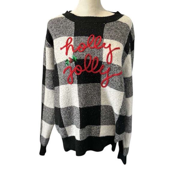“Holly Jolly” Buffalo Plaid Holiday Sweater - Picture 2 of 6